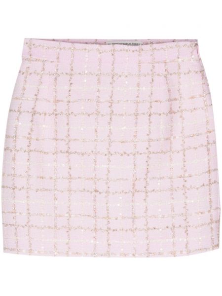 Mini sijonas su blizgučiais tvido Alessandra Rich rožinė