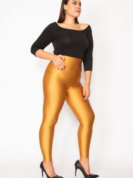 Magas derekú leggings şans aranyszínű