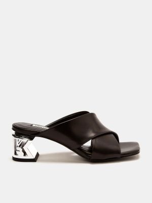 Sandalias de cuero con tacón Karl Lagerfeld negro