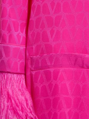 Camicia di seta con piume in tessuto jacquard Valentino rosa