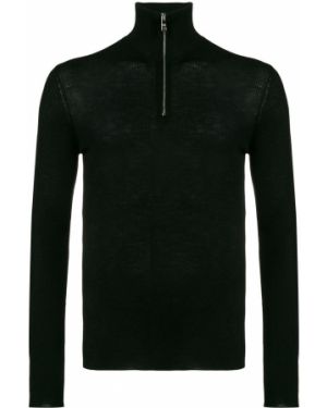 Плетен пуловер с цип Prada черно