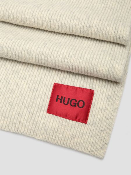 Серый шерстяной шарф Hugo