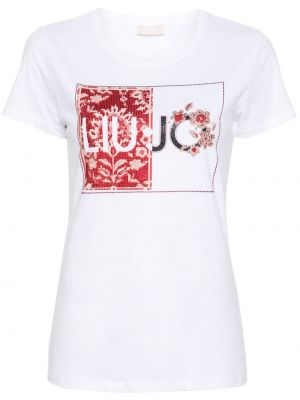 Krištáľové bavlnené tričko Liu Jo biela