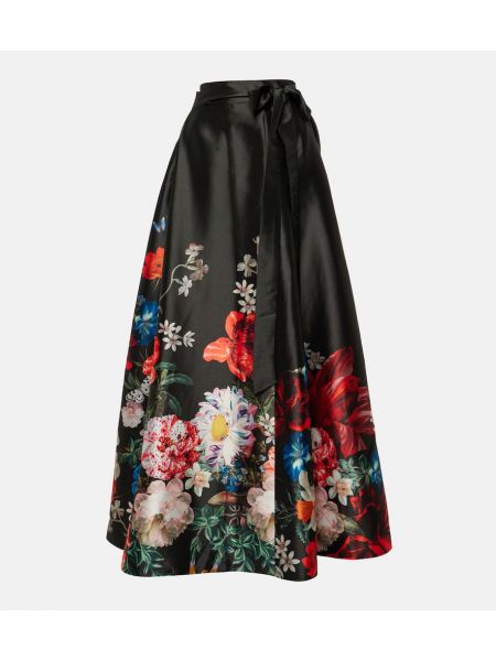 Jupe longue à fleurs Camilla noir