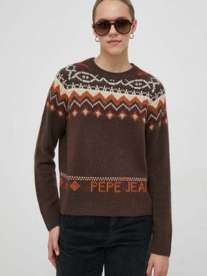 Вълнен жилетка Pepe Jeans кафяво