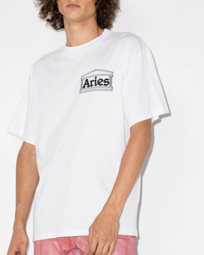 Raštuotas marškinėliai Aries balta