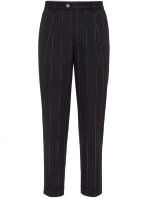Pruhované vlněné kalhoty Brunello Cucinelli černé