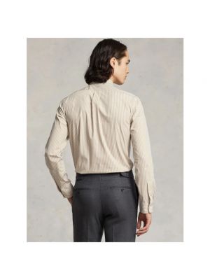 Camisa slim fit de algodón a rayas Polo Ralph Lauren beige