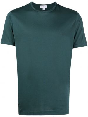 Bavlnené tričko s okrúhlym výstrihom Sunspel zelená