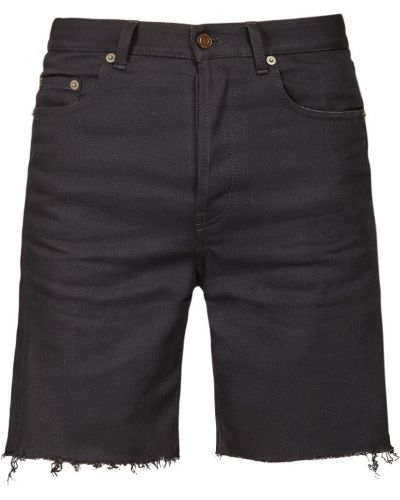 Pantaloni scurți din denim din bumbac Saint Laurent negru