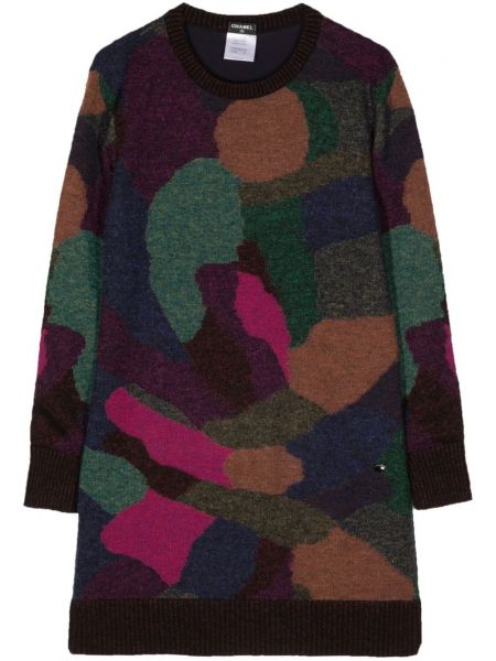 Плетен дълъг пуловер с принт с абстрактен десен Chanel Pre-owned