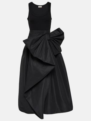 Midi šaty s mašľou Alexander Mcqueen čierna