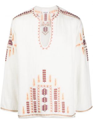 Camicia ricamata con motivo geometrico Marant bianco