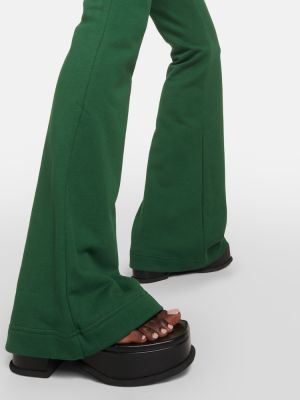 Pantaloni dritti di cotone in jersey Palm Angels verde