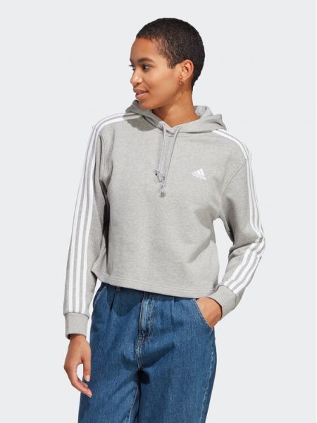 Csíkos pulóver Adidas szürke
