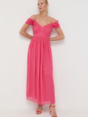 Hedvábné dlouhé šaty Luisa Spagnoli růžové