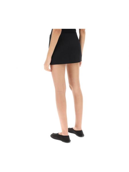 Mini falda de cintura baja de raso de viscosa Khaite negro