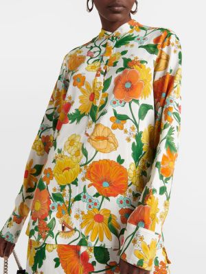 Midi obleka s cvetličnim vzorcem Stella Mccartney oranžna