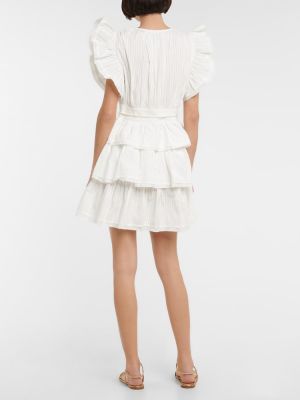 Памучна рокля с волани Ulla Johnson бяло