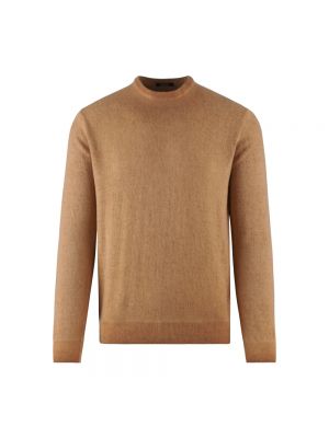 Sweter wełniany z okrągłym dekoltem Bomboogie brązowy