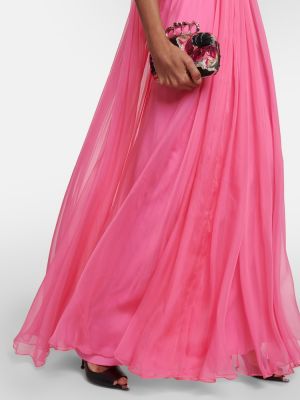 Rochie lunga de mătase din șifon Alexander Mcqueen roz