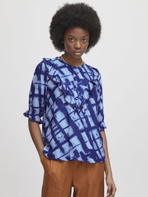 Блузка с коротким рукавом Atelier Rêve синяя