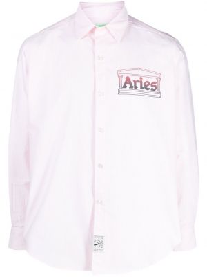 Camicia a righe Aries rosa