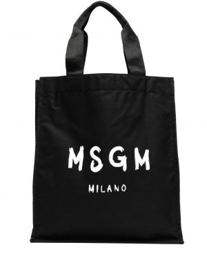 Шопинг чанта с принт Msgm черно