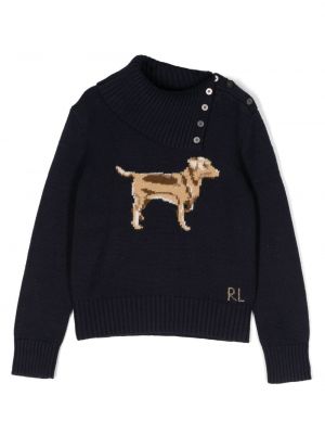 Villa pitkä villapaita tytöille Ralph Lauren Kids sininen