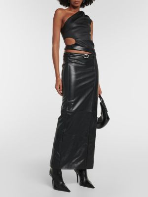 Kožená sukně s nízkým pasem The Mannei černé