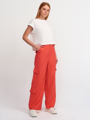 „cargo“ stiliaus kelnės su kišenėmis Dilvin raudona