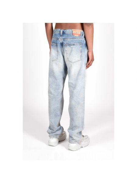 Pantalones rectos de algodón con bolsillos Diesel azul