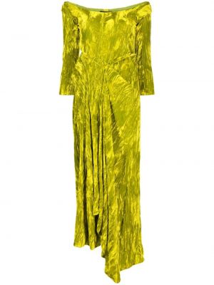 Žametna koktejl obleka iz rebrastega žameta A.w.a.k.e. Mode rumena
