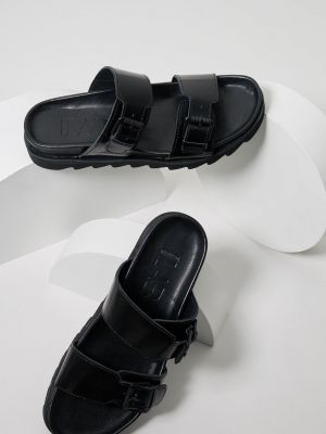 Sandały skórzane na platformie Answear Lab, сzarny
