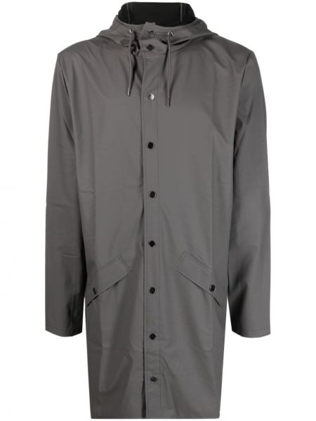 Kabát s kapucňou Rains sivá