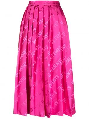 Plisovaná sukňa s potlačou Vetements ružová