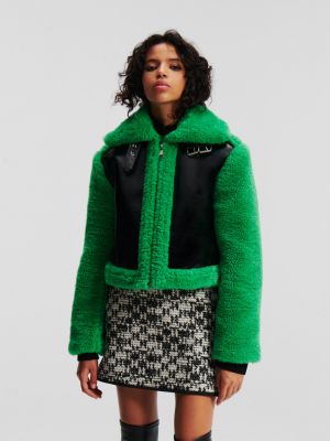 Bunda s kožíškem Karl Lagerfeld zelená
