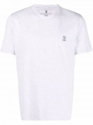 T-shirt med broderi Brunello Cucinelli grå