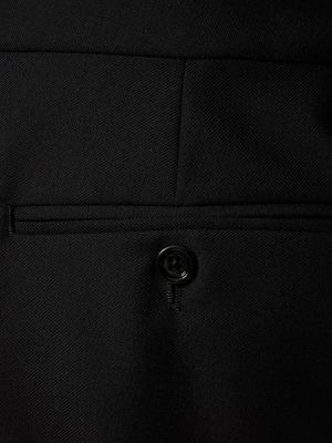 Moherowe proste spodnie wełniane Lardini czarne