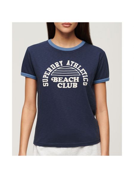 Пляжная приталенная футболка с коротким рукавом Superdry синяя