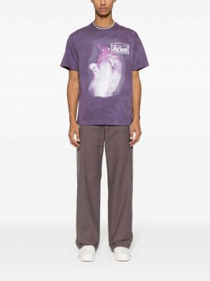 Raštuotas medvilninis marškinėliai Aries violetinė