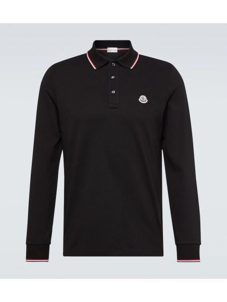 Pamuklu polo yaka tişört Moncler siyah