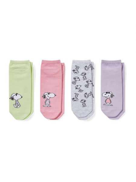 C&A Wielopak, 4 pary-krótkie skarpetki z motywem-Snoopy, Jasnoróżowy, Rozmiar: 35-38 C&a