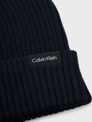 Бавовняна шапка Calvin Klein синя