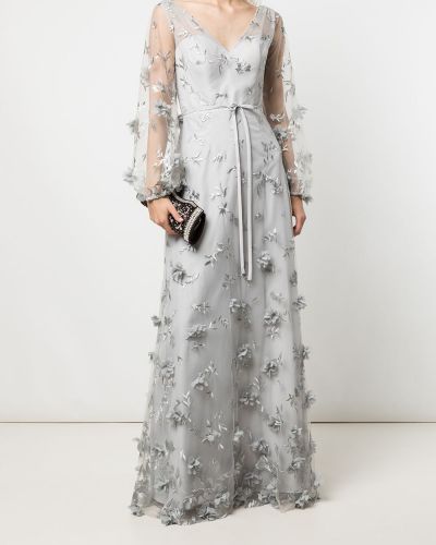 Květinové večerní šaty Marchesa Notte Bridesmaids šedé
