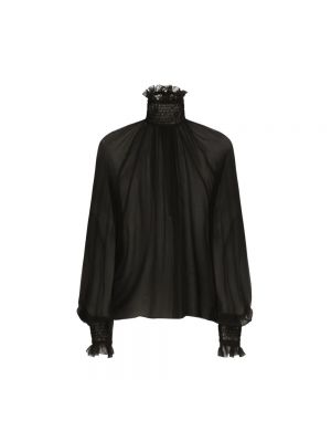 Jedwabna bluzka z falbankami Dolce And Gabbana czarna