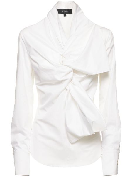 Bluzka z kokardką bawełniana Sid Neigum biała