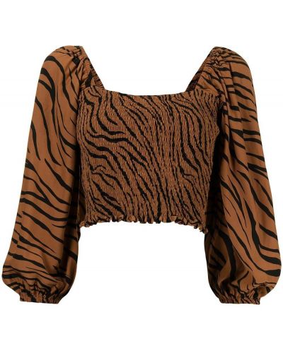 Blusa con estampado animal print Faithfull The Brand marrón