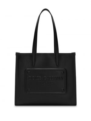 Usnjena nakupovalna torba Dolce & Gabbana črna