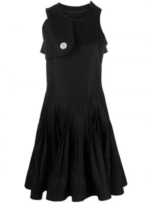 Pliszírozott midi ruha Sacai fekete